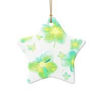 WZYCWB Glowing Fireflies patterned Star Shape ceramic pendant, perfect for decorating your home Christmas tree for winter parties