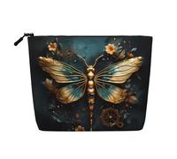 WZYCWB Gold color delicate Dragonfly flower Patterned cosmetic bag, travel cosmetic bag, multifunctional storage bag, storage for daily necessities