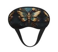 WZYCWB Gold Color Delicate Dragonfly Flower Printed Sleeping Eye mask, Full Coverage, relieves Eye Fatigue