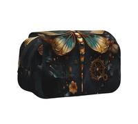 WZYCWB Gold color delicate Dragonfly flower Printing Portable Pencil Case ideal for organizing pens in the office or storing makeup brushes