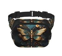 WZYCWB Gold Color Delicate Dragonfly Flower Sports Waist Bag, Trendy and Fashionable Crossbody Bag, Lightweight Travel Small Bag