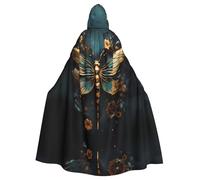 WZYCWB Gold color delicate Dragonfly flowerPatterned Hooded Cape Adult Robe Suitable for Family Gatherings Stage Performances Cosplay and Halloween Parties