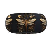 WZYCWB Gold Exquisite Dragonfly Large Capacity Pencil Bag - Multifunctional Storage Box, Portable and Durable Pencil Bag for Office and School Supplies