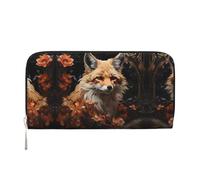 WZYCWB Gold Exquisite Dragonfly Leather clutch bags zipper wallets and card holders are perfect for travel or daily use, Fox And Flowers, One Size