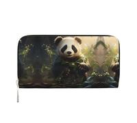 WZYCWB Gold Exquisite Dragonfly Leather clutch bags zipper wallets and card holders are perfect for travel or daily use, Cute Panda Plant, One Size