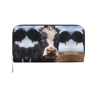 WZYCWB Gold Exquisite Dragonfly Leather clutch bags zipper wallets and card holders are perfect for travel or daily use, Cute Cow, One Size