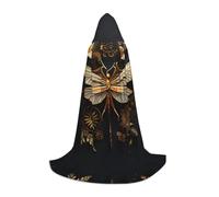 WZYCWB Gold Exquisite Dragonfly M Patterned Hooded Cape Cosplay Costume - Holiday Party Costume Props