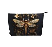 WZYCWB Gold Exquisite Dragonfly Patterned Toiletry Storage Bag, Essential for organizing Cosmetics and Skincare Products.