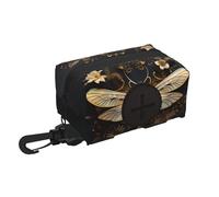 WZYCWB Gold Exquisite Dragonfly Printed Pet Travel Storage Bag - Portable Drawstring Cleanup Bag for Hiking and Camping