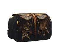 WZYCWB Gold Exquisite Dragonfly Printing Portable Pencil Case ideal for organizing pens in the office or storing makeup brushes