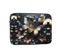 WZYCWB Gold White Butterflies Black 15 inch Laptop sleeve compatible with 10-17-inch laptops. A lightweight, portable, and stylish accessory.