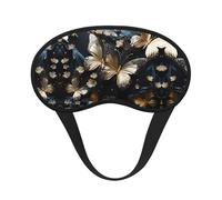WZYCWB Gold White Butterflies Black Printed Sleeping Eye mask, Full Coverage, relieves Eye Fatigue