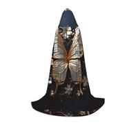 WZYCWB Gold White Butterflies S Patterned Hooded Cape Cosplay Costume - Holiday Party Costume Props
