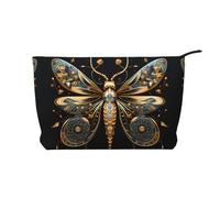 WZYCWB Golden Delicate Dragonfly on Black Background Patterned Toiletry Storage Bag, Essential for organizing Cosmetics and Skincare Products.