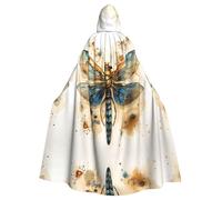 WZYCWB Golden Delicate Dragonfly on Yellow Background Halloween hooded cloak, unisex fashion cloak suitable for Halloween cosplay party