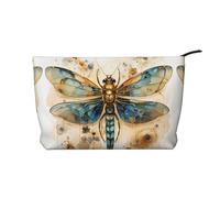 WZYCWB Golden Delicate Dragonfly on Yellow Background Patterned Toiletry Storage Bag, Essential for organizing Cosmetics and Skincare Products.