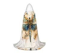 WZYCWB Golden Delicate Dragonfly on Yellow Background Printed M Wizard Cape, Themed Party Costume, Adult & Teen Cosplay Cape, Sizes S, M, L