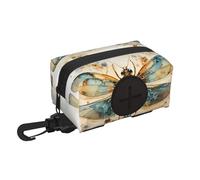 WZYCWB Golden Delicate Dragonfly on Yellow Background Printed Pet Travel Storage Bag - Portable Drawstring Cleanup Bag for Hiking and Camping