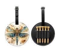 WZYCWB Golden Delicate Dragonfly on Yellow Background Special Printed Golf tee Storage Bag - Portable Hanging Buckle Design
