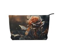 WZYCWB Golden Rose Printed Travel Cosmetic Bag, Perfect for Business Trips and Vacations.