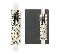 WZYCWB Golden sunflower Leather Pen Holder Bookmark, Adjustable Leather Pen Holder, Perfect for Back to School Christmas Gifts