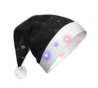 WZYCWB Good little black cat Printed Santa hat with LED lights, perfect for Christmas parties, stage performances, and holiday parties.