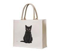 WZYCWB Good little black cat Printed three-dimensional canvas tote bag suitable for travel, work, fitness, camping and beach carrying