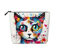 WZYCWB Graffiti Cat Head Patterned cosmetic bag, travel cosmetic bag, multifunctional storage bag, storage for daily necessities