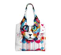 WZYCWB Graffiti Cat Head Printed single-shoulder canvas bag, fashionable daily canvas bag, suitable for daily travel and shopping