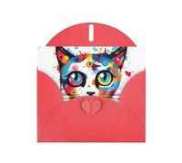 WZYCWB Graffiti Cat Head Red Pattern cards, holiday greeting cards, suitable for family, friends and couples