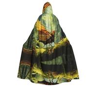 WZYCWB Grasshopper on a branch Halloween hooded cloak, unisex fashion cloak suitable for Halloween cosplay party