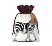 WZYCWB Grassland Zebra Christmas Gift Bags for Christmas Party Supplies Decorations, 8.3 * 11.8 Inch Colorblock Burlap Drawstring Gift Bags,