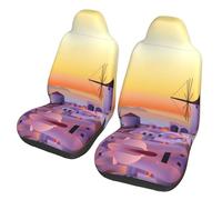 WZYCWB Greece Island Sunset Landscape Car Seat Protectors (2 Pack), Auto Seat Covers Guard Sedan, SUV, Truck, Van, Bus & Ferry Seats