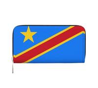 WZYCWB Greek flag Leather clutch bags zipper wallets and card holders are perfect for travel or daily use, Flag of the Congo, One Size