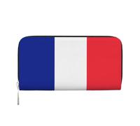 WZYCWB Greek flag Leather clutch bags zipper wallets and card holders are perfect for travel or daily use, French Flag, One Size