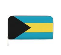 WZYCWB Greek flag Leather clutch bags zipper wallets and card holders are perfect for travel or daily use, Flag Of The Bahamas, One Size