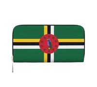 WZYCWB Greek flag Leather clutch bags zipper wallets and card holders are perfect for travel or daily use, Flag of the Commonwealth of Dominica, One Size