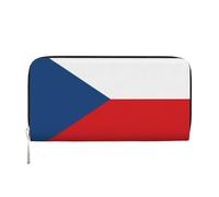 WZYCWB Greek flag Leather clutch bags zipper wallets and card holders are perfect for travel or daily use, Flag of the Czech Republic, One Size