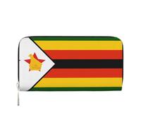 WZYCWB Greek flag Leather clutch bags zipper wallets and card holders are perfect for travel or daily use, Flag Of Zimbabwe, One Size
