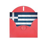 WZYCWB greek flag Patterned Red Holiday Card (6x4) with Envelope. Suitable for birthdays, weddings, and condolences.