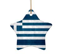 WZYCWB greek flag patterned Star Shape ceramic pendant, perfect for decorating your home Christmas tree for winter parties