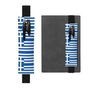 WZYCWB Greek Flag Printed Large-Capacity PVC Pen Holder + Creative Diary Pen Bag Set with Elastic Band Anti-Slip Design