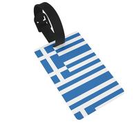 WZYCWB Greek Flag Printed Luggage Tags - Waterproof and Durable Travel Tags