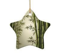 WZYCWB Green Bamboo patterned Star Shape ceramic pendant, perfect for decorating your home Christmas tree for winter parties