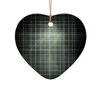 WZYCWB Green checkered pattern patterned Heart Shape ceramic pendant, perfect for decorating your home Christmas tree for winter parties