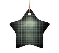 WZYCWB Green checkered pattern patterned Star Shape ceramic pendant, perfect for decorating your home Christmas tree for winter parties