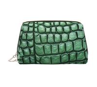 WZYCWB Green Crocodile Patterned Leather Cosmetic Bag - Perfect for Carry-On or Home Organization