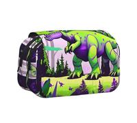 WZYCWB Green dinosaur Patterned Portable Pencil Case ideal for organizing pens in the office or storing makeup brushes
