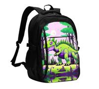 WZYCWB Green dinosaur Printed laptop backpack, business men's commuter backpack, computer bag with USB port charging