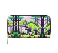 WZYCWB Green dinosaur Printed zippered wallet perfect for travel, business, and everyday wear. Holds cell phones and cash.
